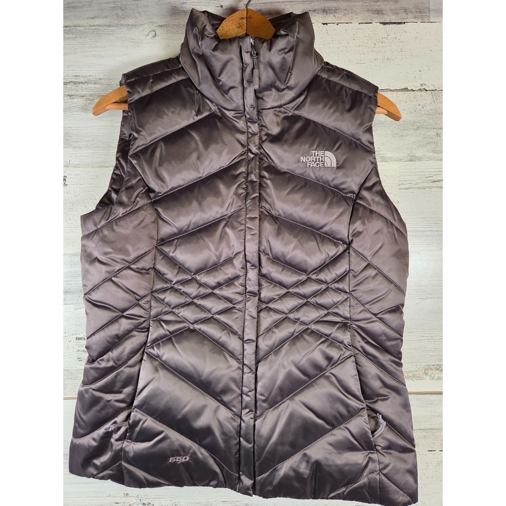 The North Face Vest Women Purple 550 Goose Down Quilted‎ Puffer Jacket Size S